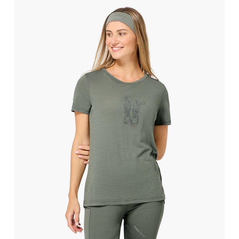 super.natural Flower Boots Tee - Merinoshirt - Dames | Hardloop