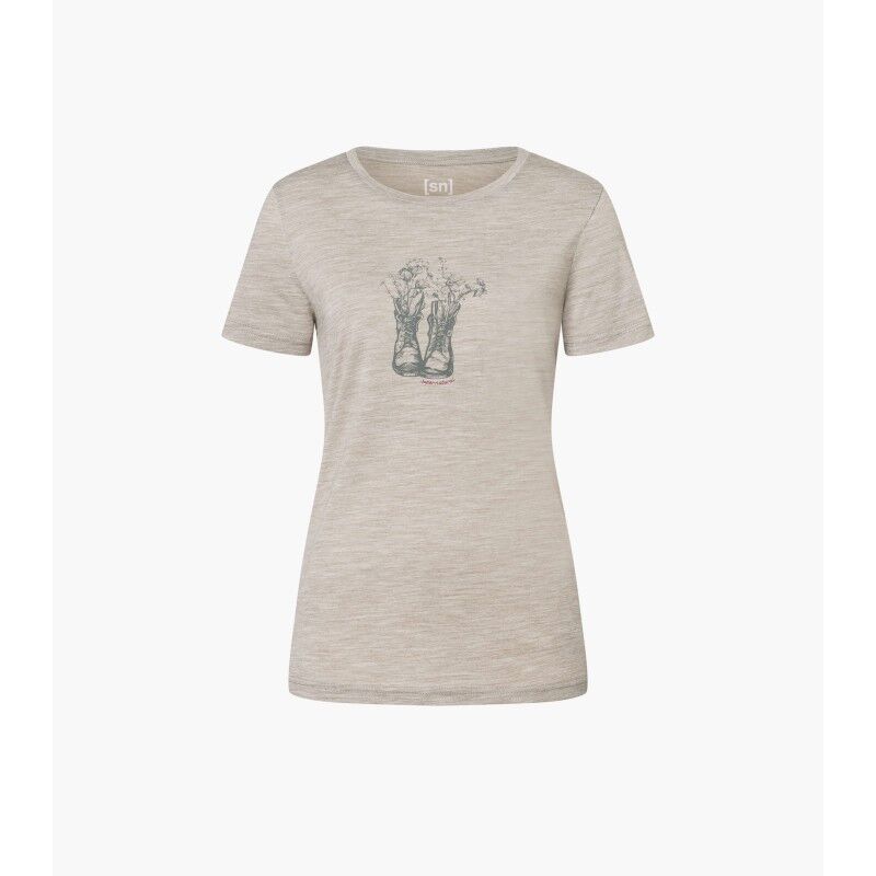 Flower Boots Tee - Merinoshirt - Dames