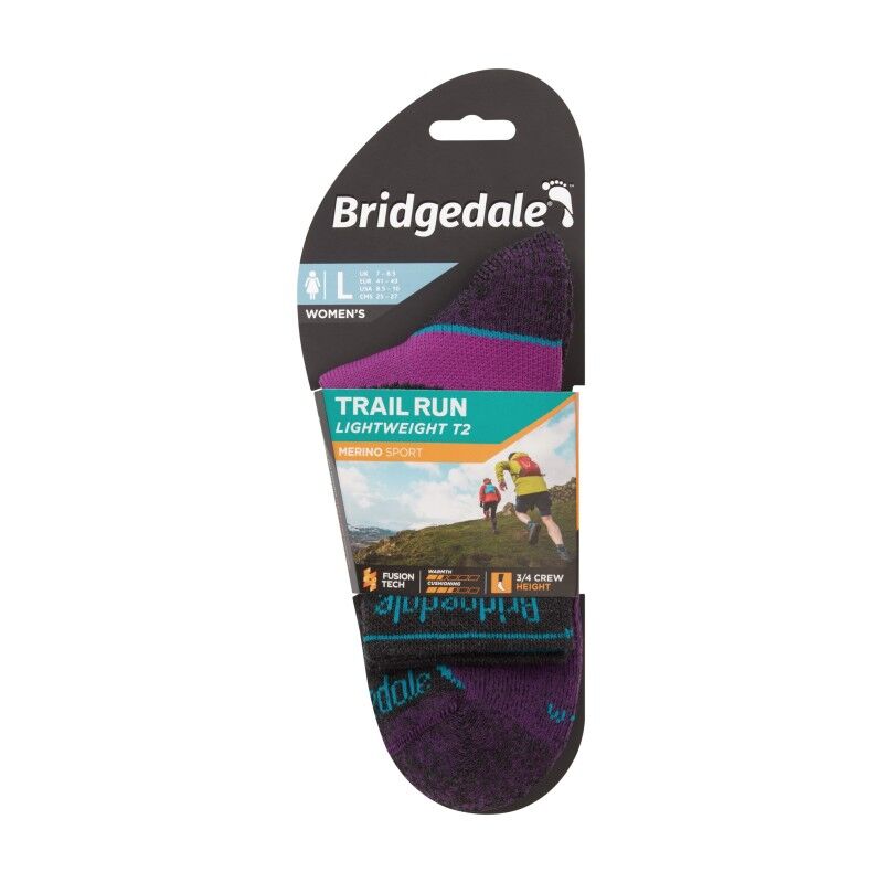 Bridgedale Trail Run Lightweight T2 Merino Sport 3/4 Crew - Trail running socks - Women's | Hardloop