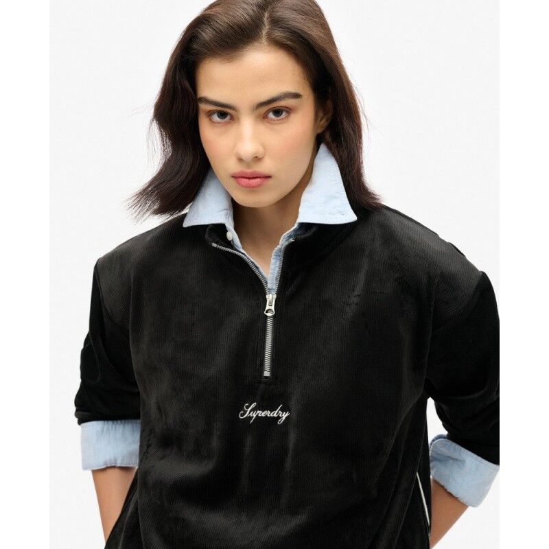 Superdry Country Club Velour Half Zip - Dámská mikina | Hardloop