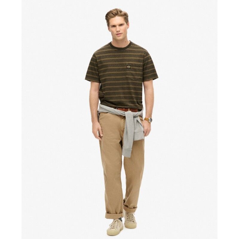 Superdry Textured Stripe Pocket T-Shirt - T-Shirt - Herren | Hardloop