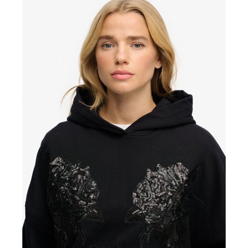 Superdry Tattoo Embellished Oversized Hoodie - Hoodie - Damer | Hardloop