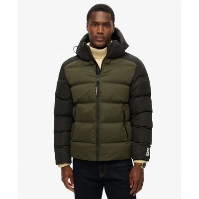 Hooded Colour Block Sport Puffer - Doudoune homme