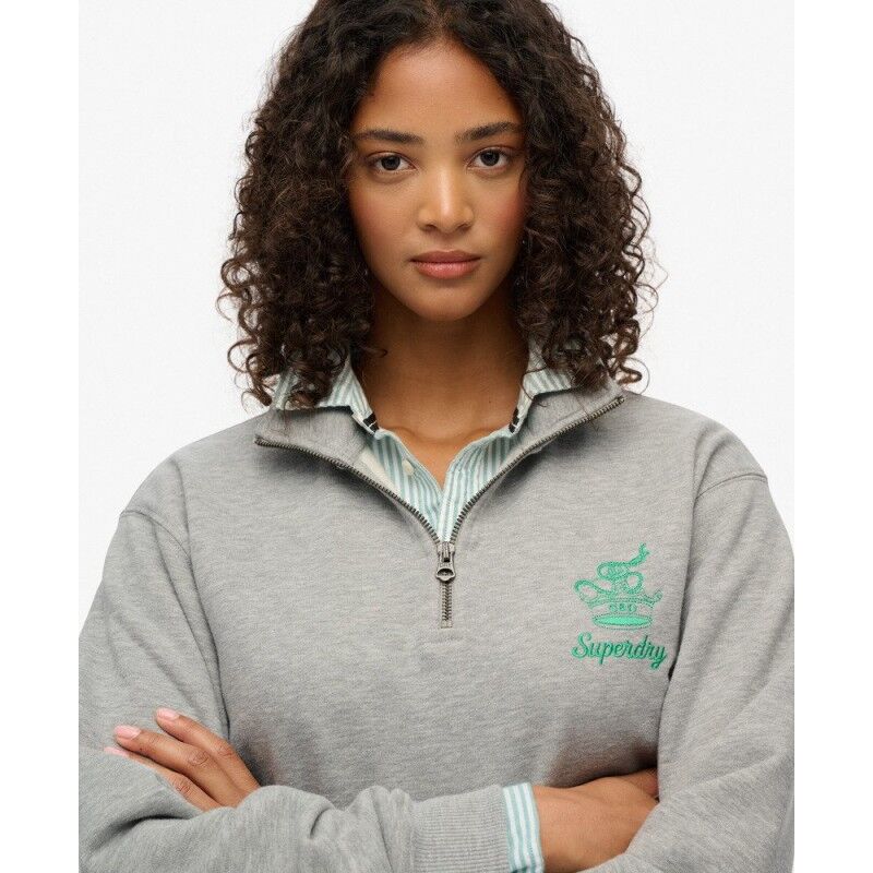 Superdry Country Club Crest Half Zip Sweatshirt - Sweatshirt femme | Hardloop