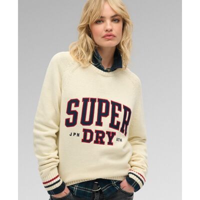 Slouchy Knitted Graphic Crew Jumper - Dámsky pullover