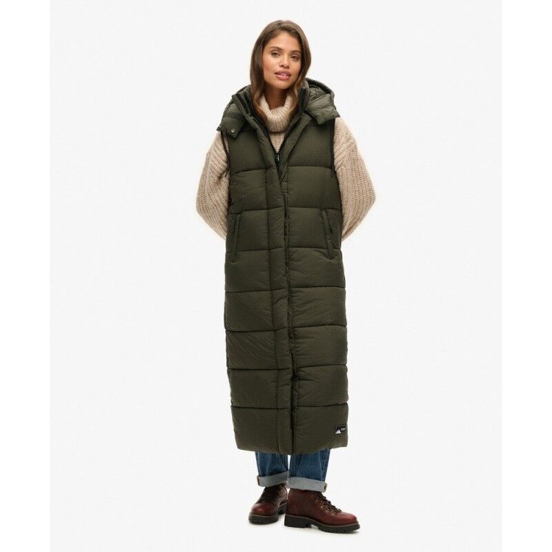 Superdry Hooded Ripstop Longline Gilet - Donsjack - Dames | Hardloop