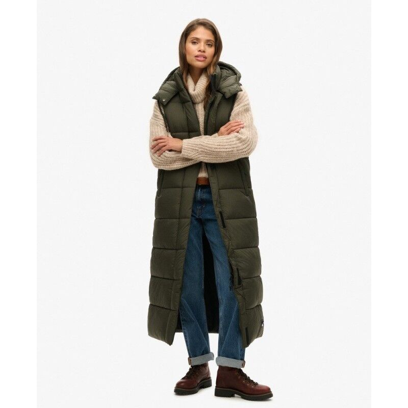 Superdry Hooded Ripstop Longline Gilet - Syntetväst - Dam | Hardloop