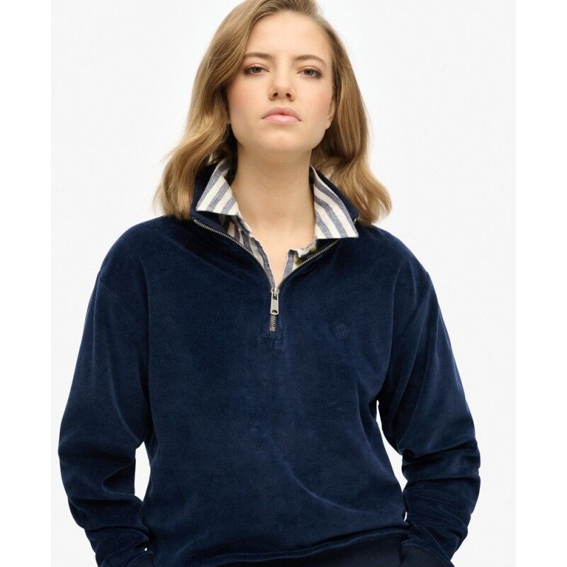 Superdry Velour Half Zip Sweatshirt - Sweatshirt sem capuz mulher | Hardloop