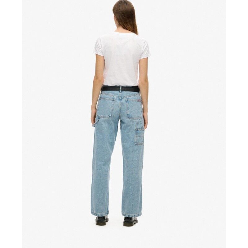 Superdry Mid Rise Denim Carpenter Pant - Broek - Dames | Hardloop
