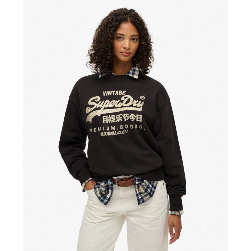Embellished Vintage Logo Loose Crew Sweatshirt - Sweatshirt femme