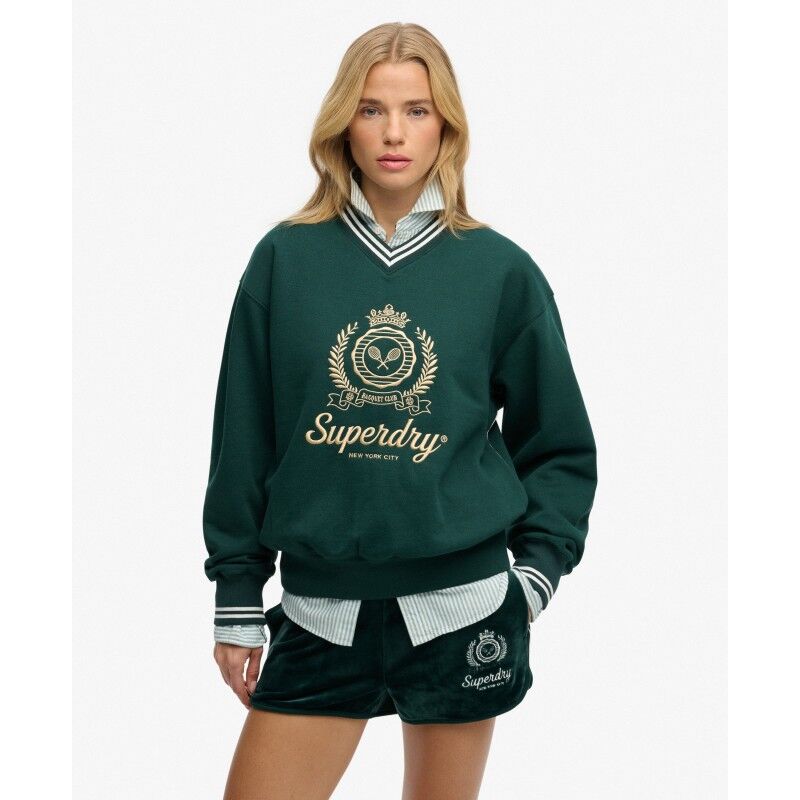 Superdry Country Club Loose V-Neck Sweatshirt - Felpa - Donna | Hardloop