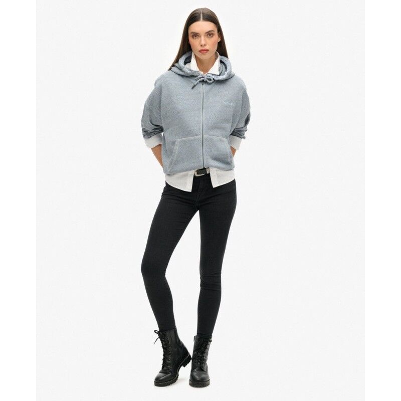 Superdry Essential Logo Overdyed Zip Hoodie - Dámská mikina | Hardloop