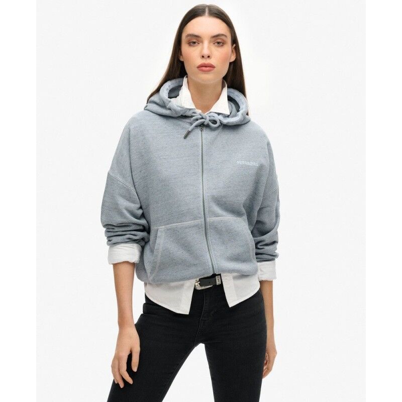 Superdry Essential Logo Overdyed Zip Hoodie - Hoodie - Dames | Hardloop