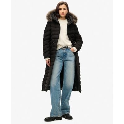 Fuji Faux Fur Hooded Longline Jacket - Dámská péřova