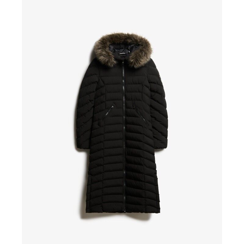 Superdry Fuji Faux Fur Hooded Longline Jacket - Doudoune femme | Hardloop