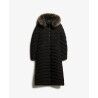 Superdry Fuji Faux Fur Hooded Longline Jacket - Syntetjacka - Dam | Hardloop