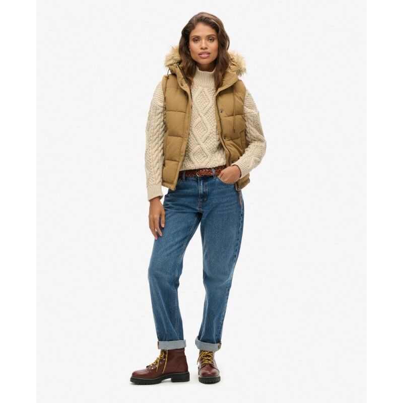 Superdry Everest Faux Fur Gilet - Syntetväst - Dam | Hardloop