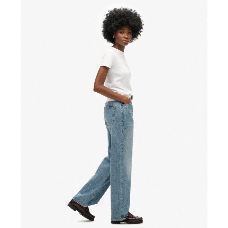 Superdry Organic Cotton Wide Leg Jeans - Broek - Dames | Hardloop