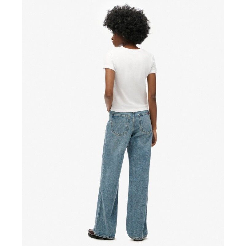Superdry Organic Cotton Wide Leg Jeans - Broek - Dames | Hardloop