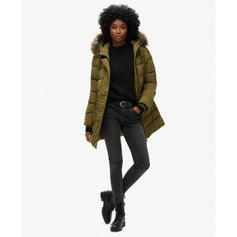 Superdry Everest Mid Faux Fur Puffer Coat - Donsjack - Dames | Hardloop