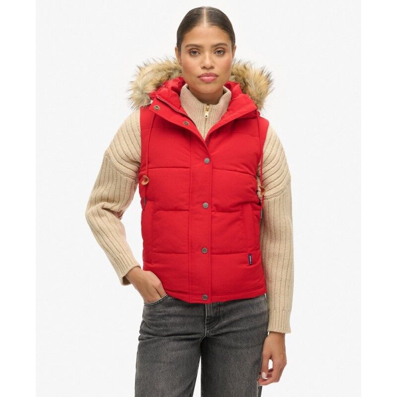 Superdry Everest Faux Fur Puffer Gilet - Syntetväst - Dam | Hardloop