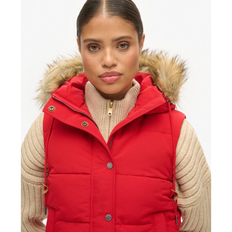 Superdry Everest Faux Fur Puffer Gilet - Colete penas mulher | Hardloop