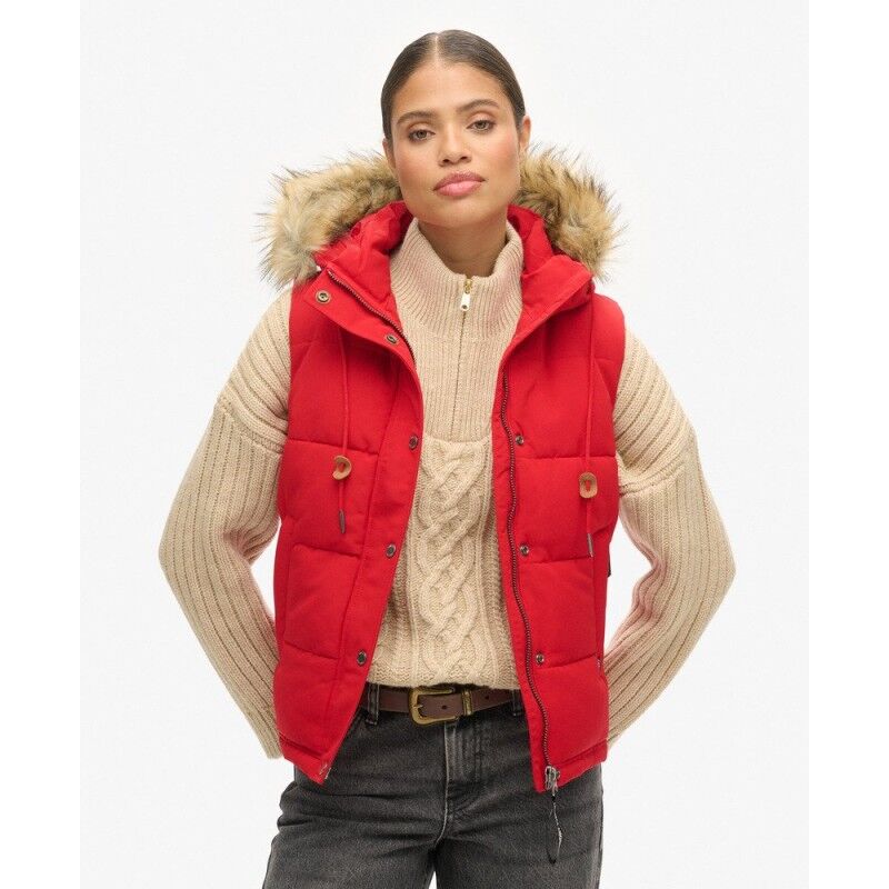 Superdry Everest Faux Fur Puffer Gilet - Tekokuituliivi - Naiset | Hardloop