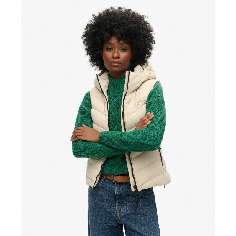 Superdry Hooded Microfibre Padded Gilet - Dámská péřova bez rukávů | Hardloop
