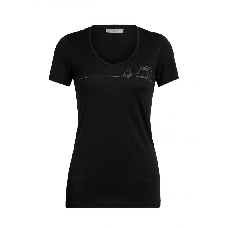 Icebreaker Tech Lite Short Sleeve Scoop Single Line Camp - Koszulka z wełny Merino damska | Hardloop