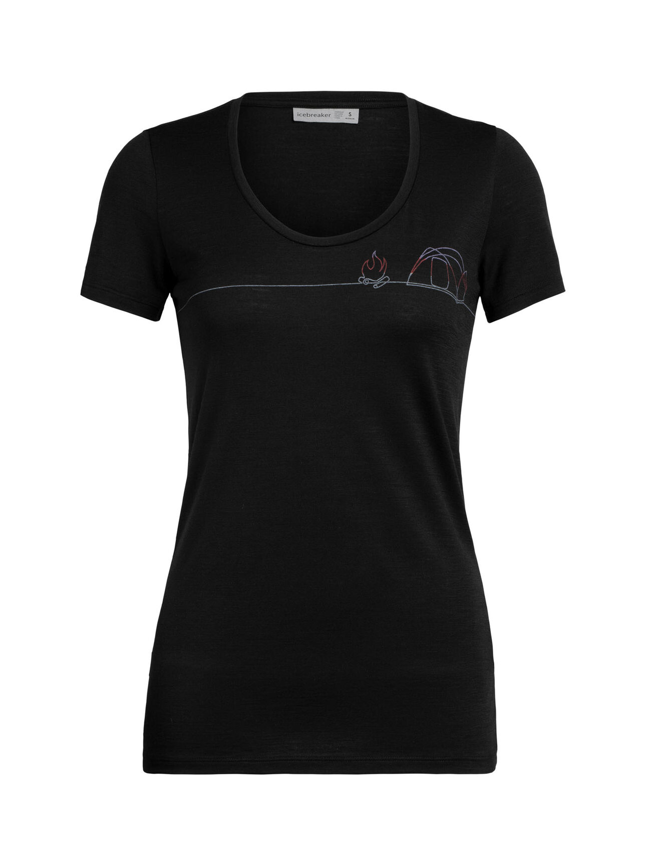 Icebreaker Tech Lite Short Sleeve Scoop Single Line Camp - Camiseta de merino - Mujer I Hardloop