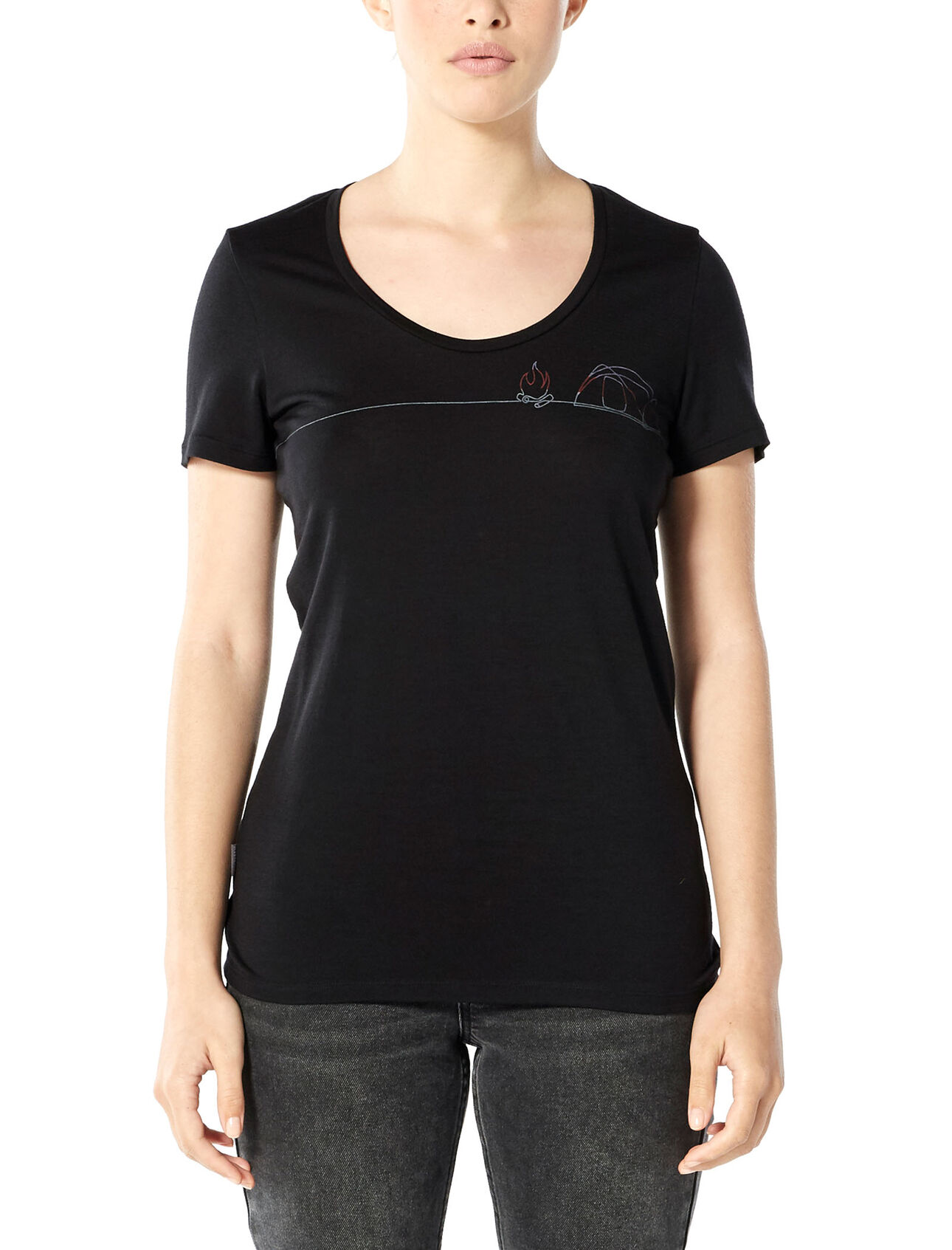 Icebreaker Tech Lite Short Sleeve Scoop Single Line Camp - Maglia merino - Donna I Hardloop