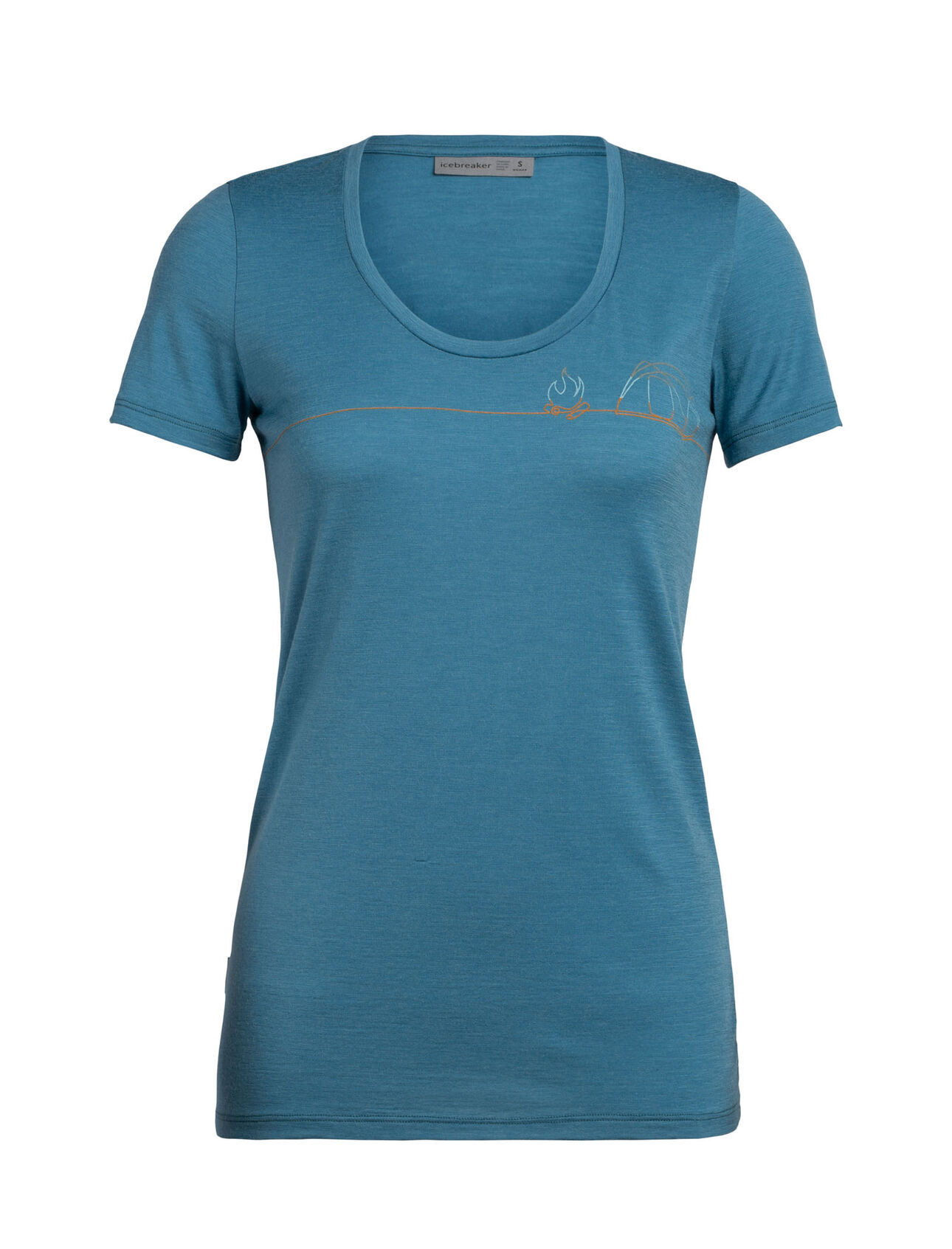 Icebreaker Tech Lite Short Sleeve Scoop Single Line Camp - T-shirt en laine mérinos femme I Hardloop | Hardloop