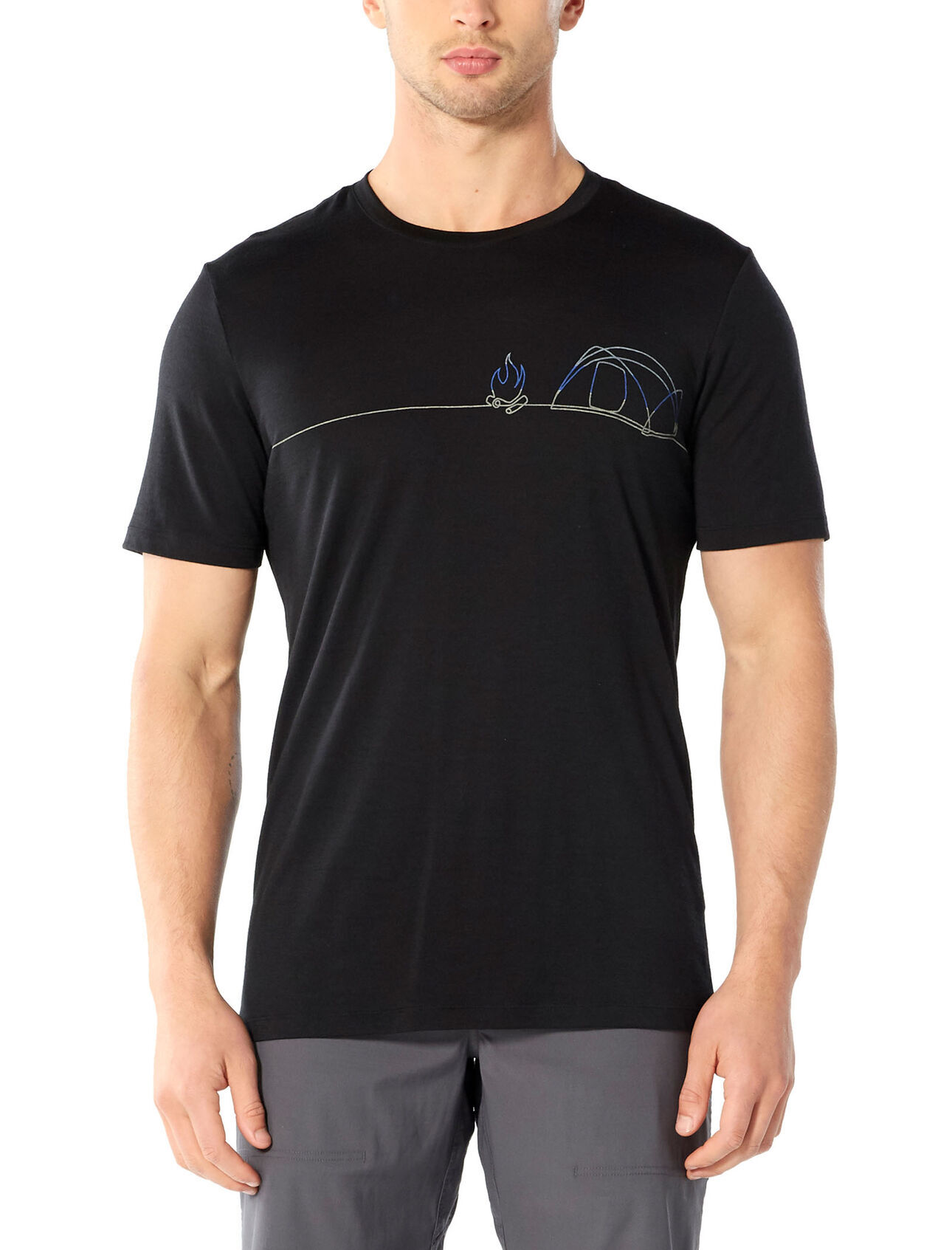 Icebreaker Tech Lite Short Sleeve Crewe Single Line Camp - Camiseta de merino - Hombre I Hardloop