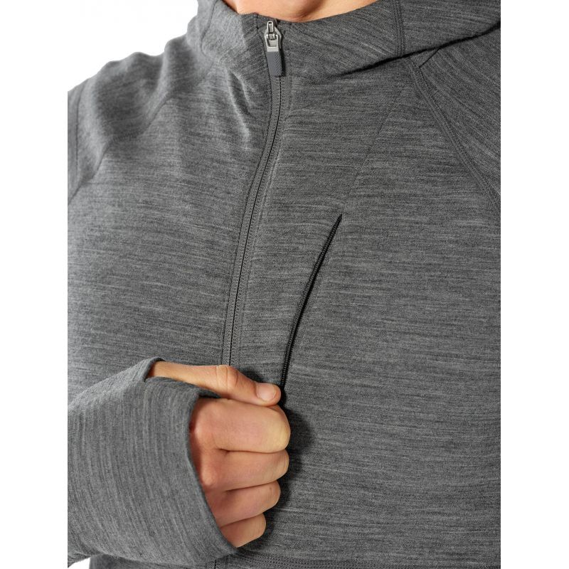 Icebreaker Quantum II Long Sleeve Zip Hood - Merinojacka Herr I Hardloop