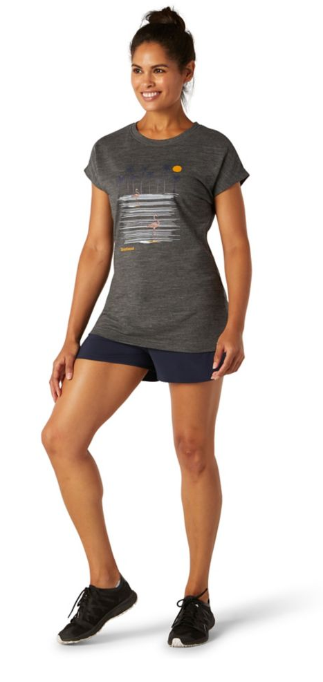 Smartwool Merino Sport 150 Surfing Flamingos Tee - T-shirt damski | Hardloop
