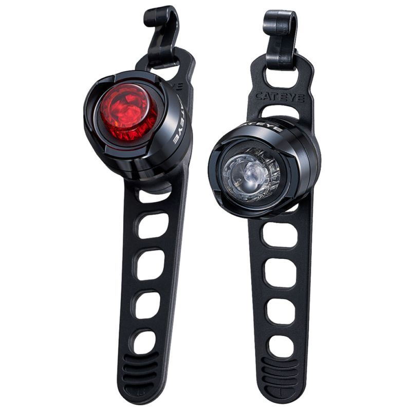 Cateye Orb Front & Rear Set Polished Black - Lámparas bicicleta delantera y trasera