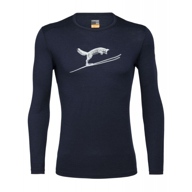Icebreaker Mens 200 Oasis LS Crewe Fox Jump - Merino base layer - Men's I Hardloop