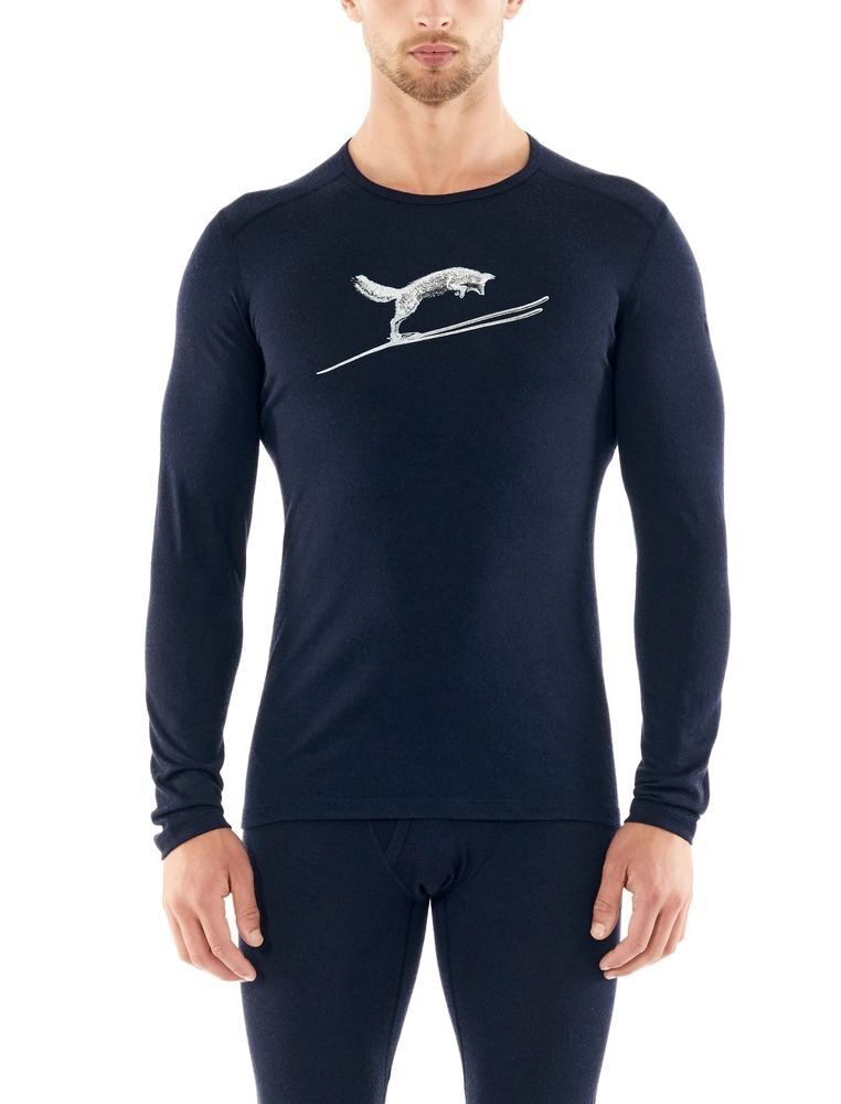 Icebreaker Mens 200 Oasis LS Crewe Fox Jump - Merino base layer - Men's I Hardloop