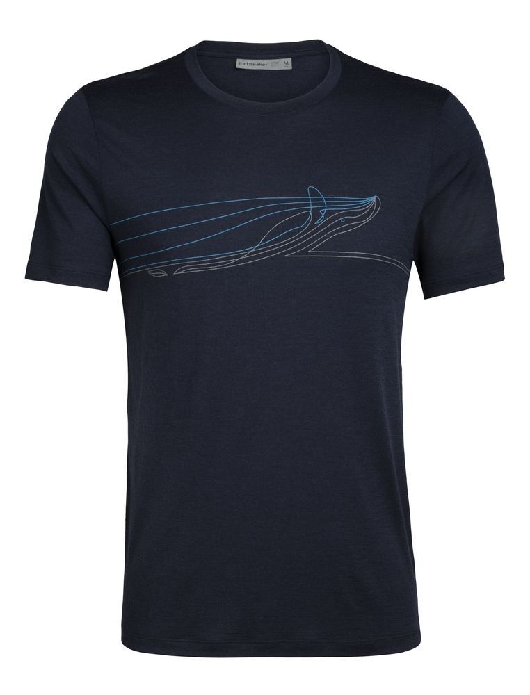 Icebreaker Mens Tech Lite SS Crewe Single Line Whale - Merino shirt - Men's I Hardloop