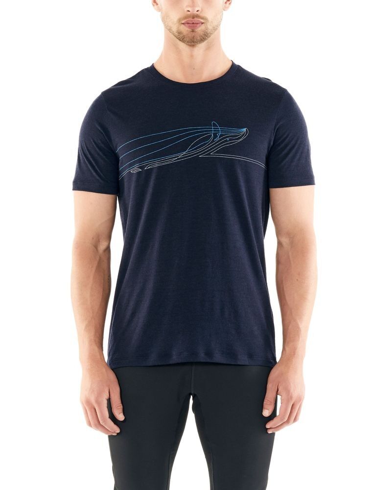 Icebreaker Mens Tech Lite SS Crewe Single Line Whale - Koszulka z wełny Merino męska | Hardloop