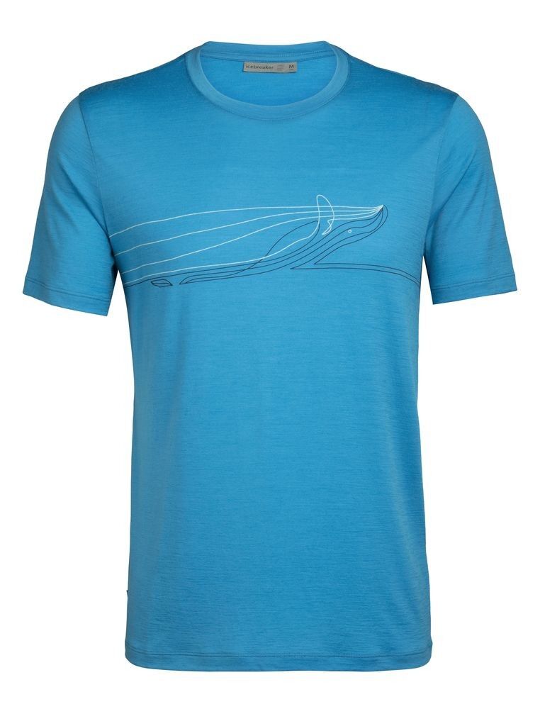 Icebreaker Mens Tech Lite SS Crewe Single Line Whale - Camiseta de merino - Hombre I Hardloop