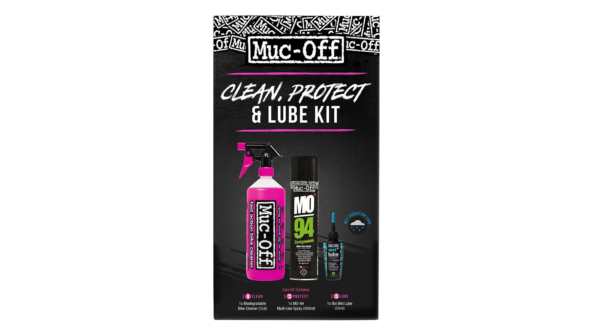 Muc-Off Wash Protect & Lube Kit - Cykelrengøringssæt
