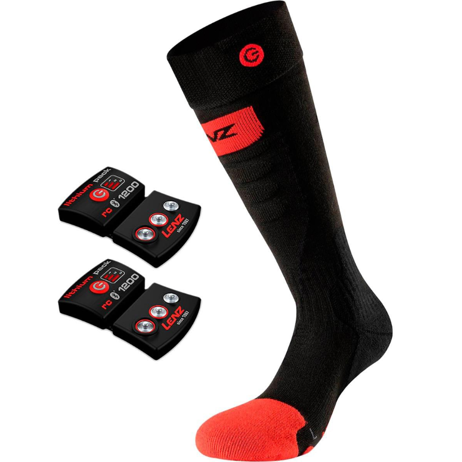 Lenz Set Of Heat Sock 5.0 Toe Cap Slim Fit + Lithium Pack RCB 1200 - Ski socks