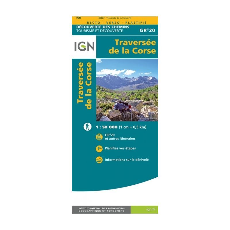 IGN Traversée De La Corse Gr20 - Carte topographique | Hardloop
