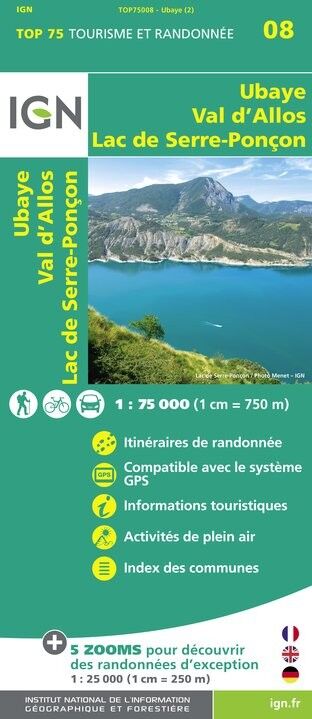 IGN Ubaye / Val-D'Allos / Lac De Serre-Ponçon - Carte topographique | Hardloop