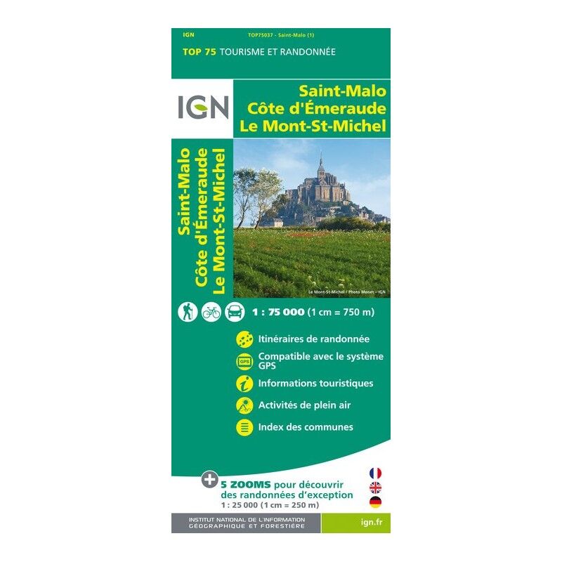 St Malo / Côte D'Emeraude / Mont St Michel - Mapa topográfico