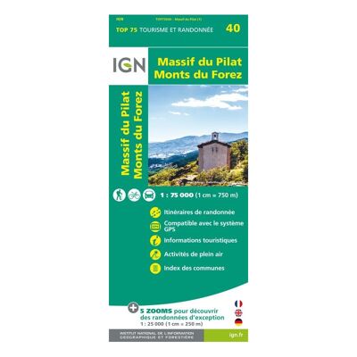 Massif Du Pilat / Monts Du Forez - Mapa topográfico