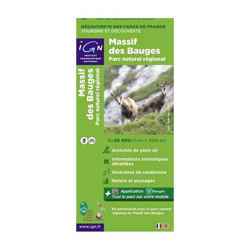 IGN Pnr Massif Des Bauges - Carte topographique | Hardloop