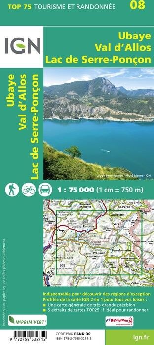 IGN Ubaye / Val-D'Allos / Lac De Serre-Ponçon - Mapa topograficzna | Hardloop