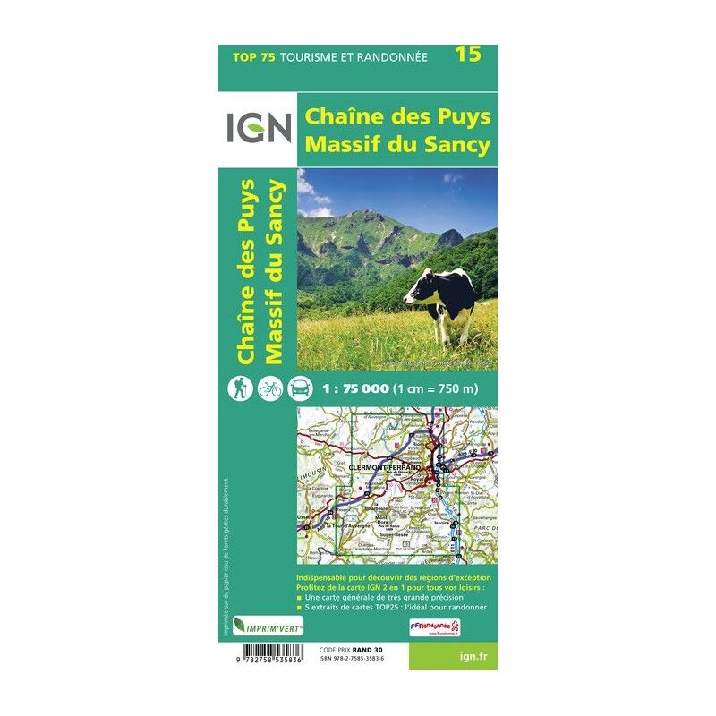IGN Chaîne-Des Puys / Massif -Du-Sancy - Mapa topograficzna | Hardloop